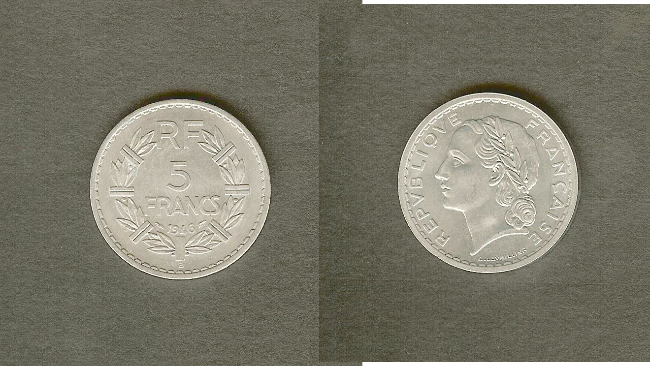 5 francs Lavrillier, aluminium 1946 Beaumont-Le-Roger SPL